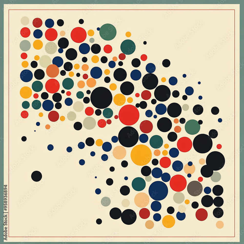 A minimalist grid of dots with varying sizes and colors. A minimalist grid of dots with varying sizes and colors.