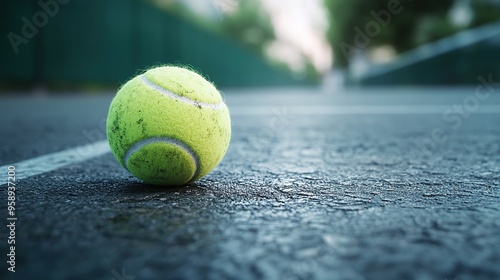 Tennis Ball on a Wet Court