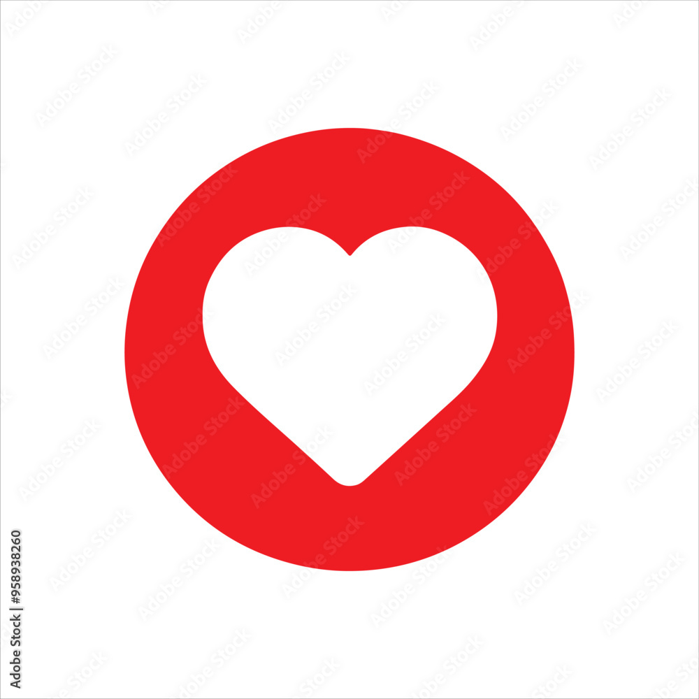 Red round shape with white heart icon silhouette vector illustration design on white background. Red round shape with white heart icon silhouette vector illustration design on white background.