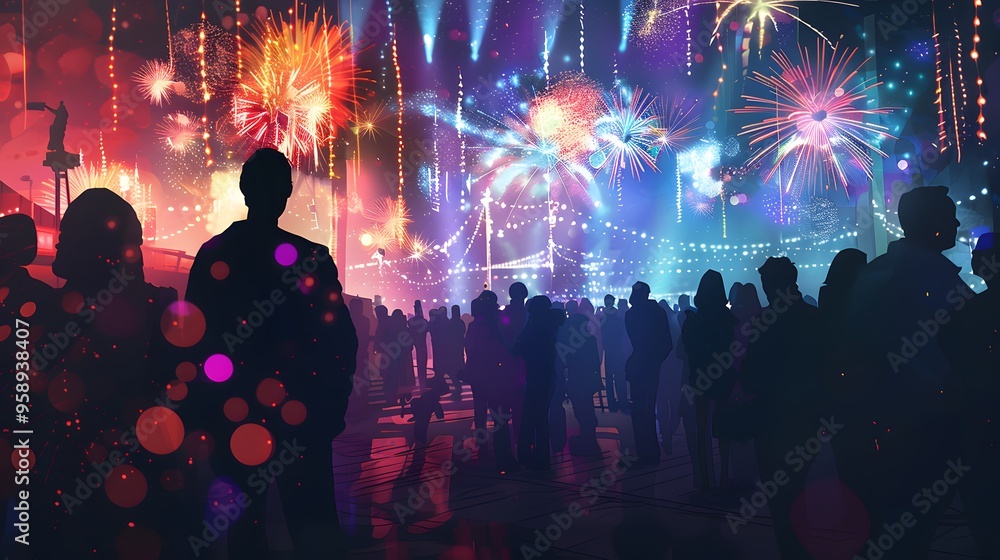 fireworks background at night party, new year's eve party fireworks background at night party, new year's eve party