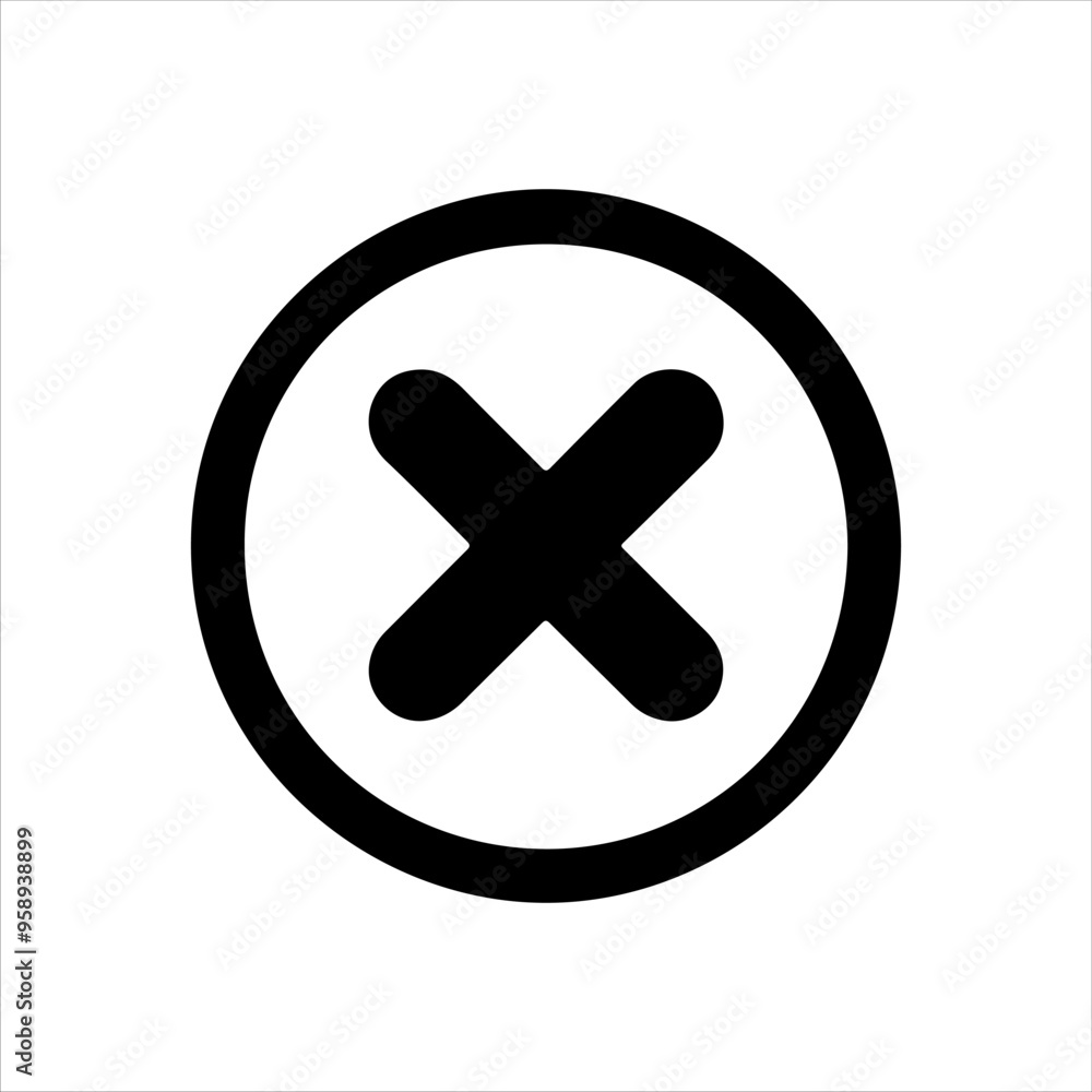Black round circle with black cross icon silhouette vector illustration design on white background. Black round circle with black cross icon silhouette vector illustration design on white background.