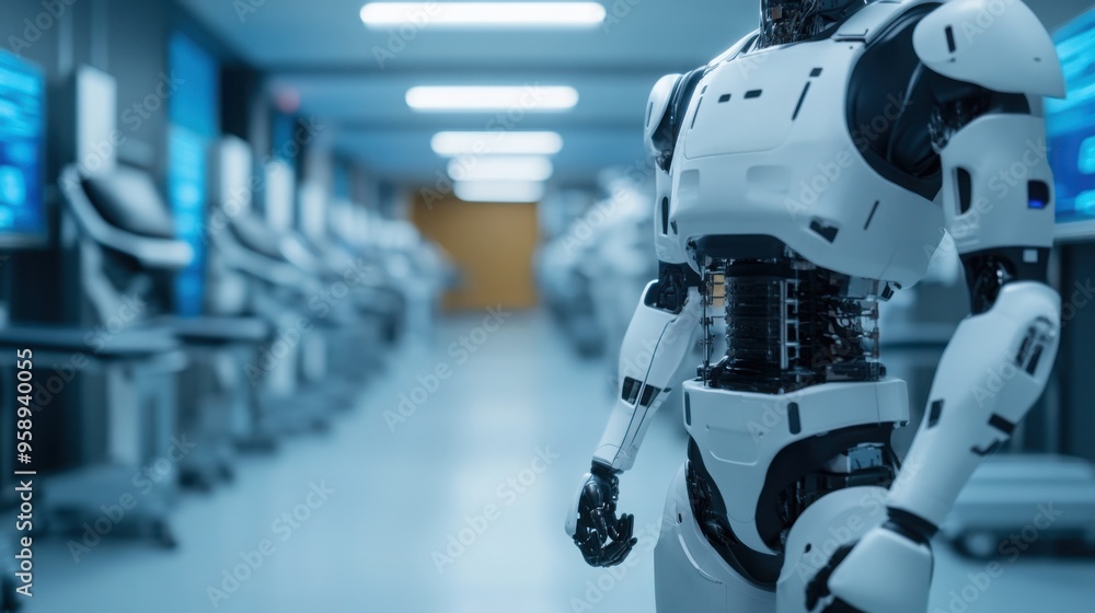 High-tech sports accident recovery, with athletes undergoing AI-guided therapy sessions and utilizing robotic aids in a futuristic rehabilitation setting High-tech sports accident recovery, with athletes undergoing AI-guided therapy sessions and utilizing robotic aids in a futuristic rehabilitation setting