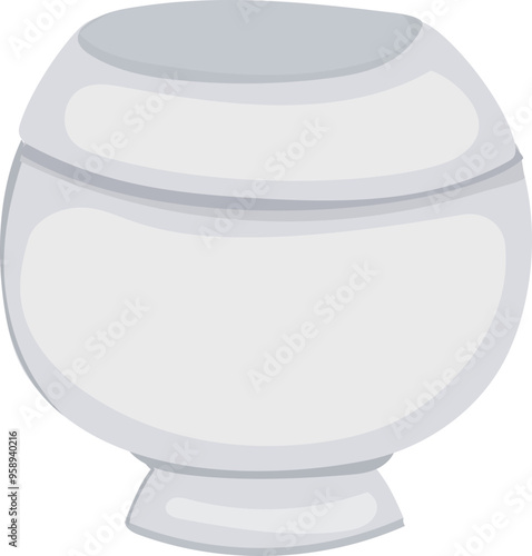 Cartoon alms bowl illustration on transparent background.
