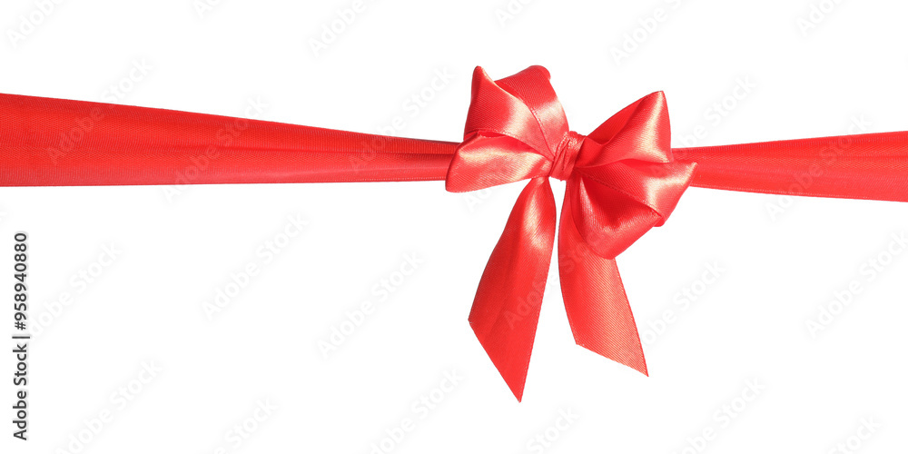 Beautiful red ribbon with bow isolated on white Beautiful red ribbon with bow isolated on white
