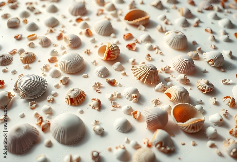 an arrangement of assorted seashells scattered across the surface create with ai an arrangement of assorted seashells scattered across the surface create with ai
