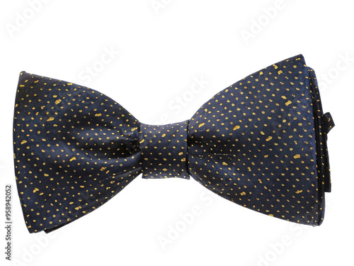 A bow tie isolated on a white background, showcasing its elegant design and vibrant color 