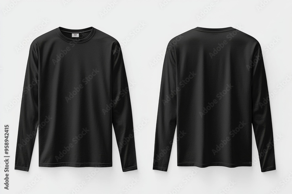 Black long sleeve tshirt mockup isolated created with Generative AI Black long sleeve tshirt mockup isolated created with Generative AI