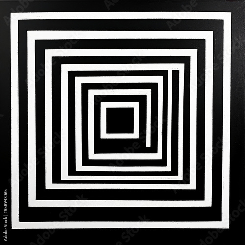  A minimalist design of concentric squares in monochrome. 