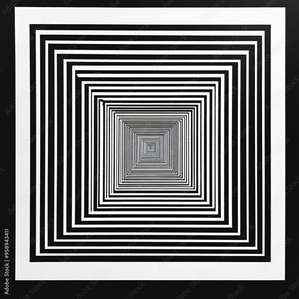  A minimalist design of concentric squares in monochrome. 
