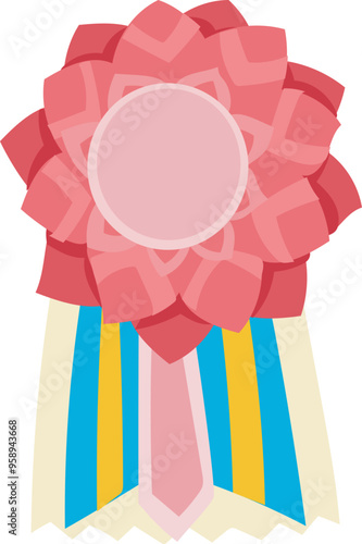 Medal pin illustration on transparent background.
