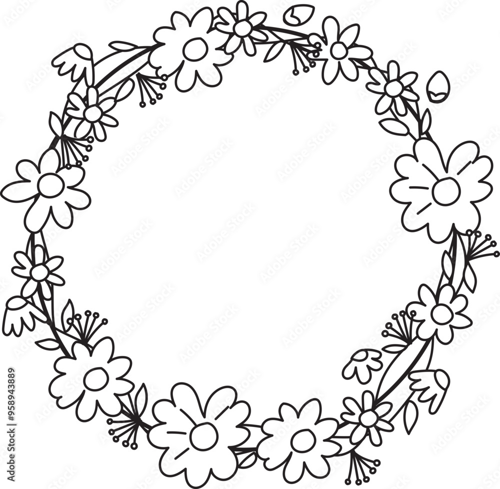 Hand drawn floral frame illustration on transparent background.
Hand drawn floral frame illustration on transparent background.