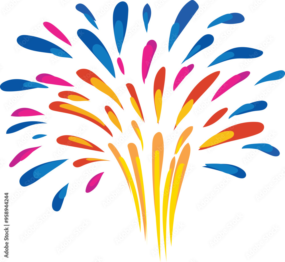 Fireworks illustration on transparent background.
