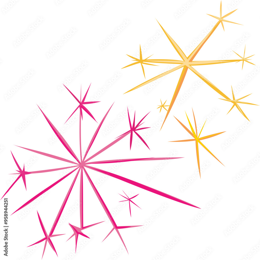Fireworks illustration on transparent background.
Fireworks illustration on transparent background.