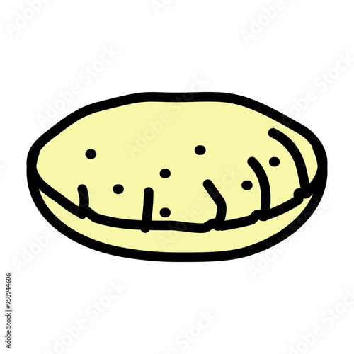 Roti (Indian bread) Vector Filled Icon Design