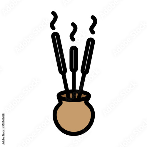 Agarbatti (Incense) Vector Filled Icon Design