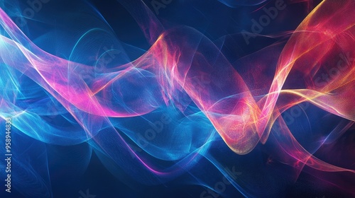 Futuristic resonance wave background with abstract, intertwining patterns and energetic lines, ideal for tech-oriented visuals.