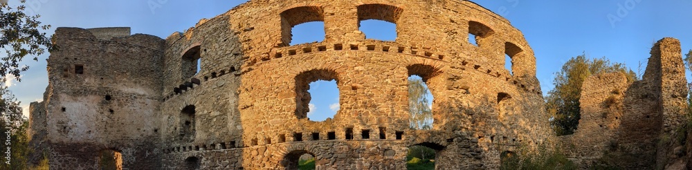 Rokstejn castle ruins by Brtnice town,Vysocina region,Bohemia Czech republic,gothic medieval castle ruins with tower and fortification stone walls Rokstejn castle ruins by Brtnice town,Vysocina region,Bohemia Czech republic,gothic medieval castle ruins with tower and fortification stone walls