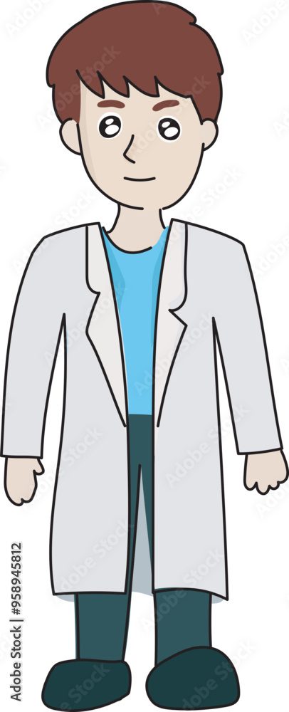 Cartoon doctor illustration on transparent background.
Cartoon doctor illustration on transparent background.