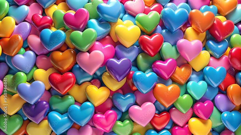 Hearts and Love Word heart rainbow background Hearts and Love Word heart rainbow background