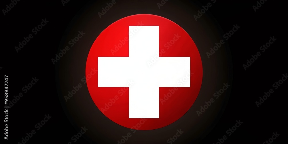 Fototapeta premium A controversial symbol with a white circle, red cross, and white contents, often associated with racism and white