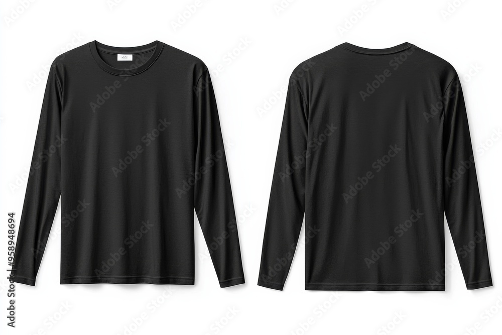 Black long sleeve tshirt mockup isolated created with Generative AI Black long sleeve tshirt mockup isolated created with Generative AI
