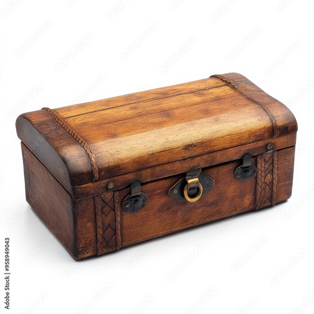 A beautifully crafted wooden treasure chest sits inviting curiosity and nostalgia A beautifully crafted wooden treasure chest sits inviting curiosity and nostalgia