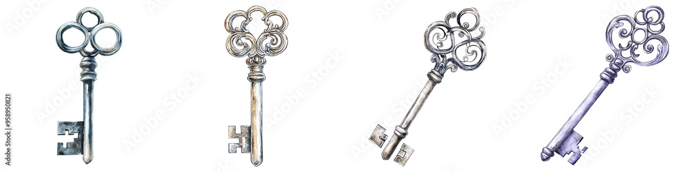 A collection of antique keys with intricate designs, perfect for adding a vintage touch to your creative projects. A collection of antique keys with intricate designs, perfect for adding a vintage touch to your creative projects.