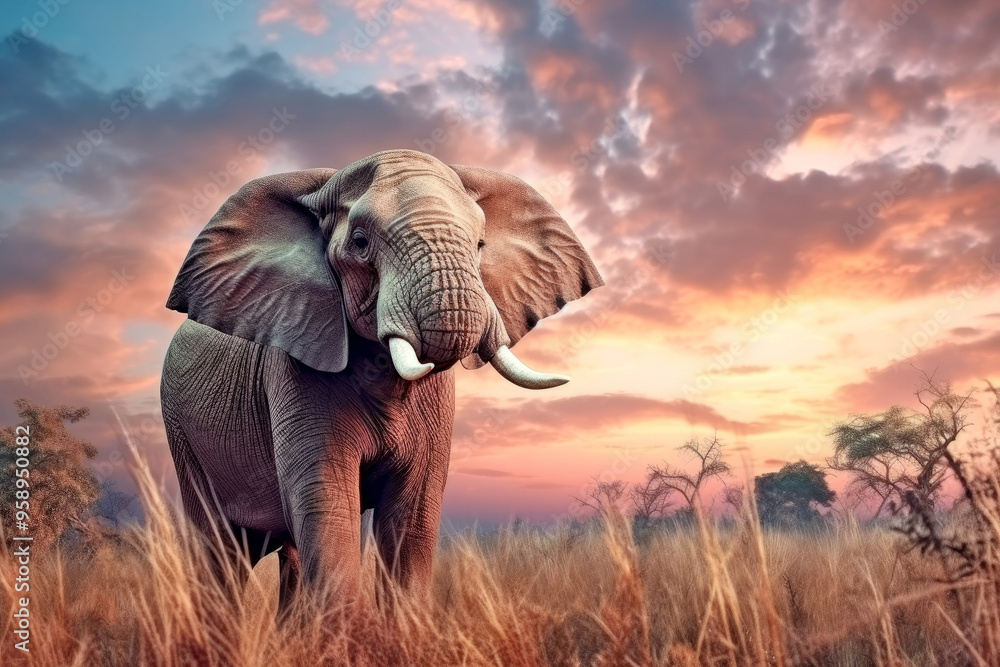 Obraz premium Elephant Animal In The Nature Majestic Wilderness