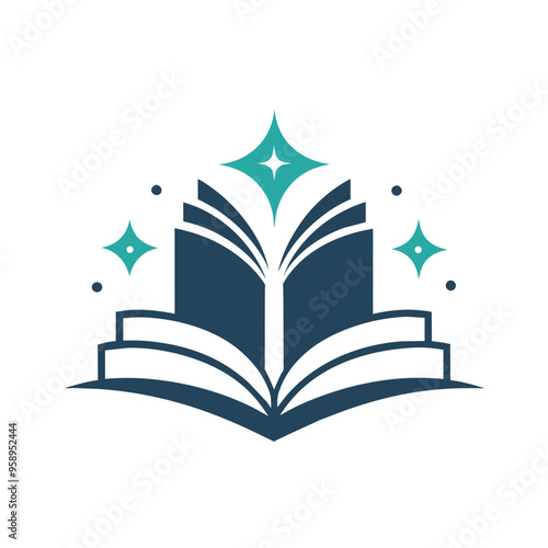  Logo for a bookshop with book and other stuffs vector art illustration photo