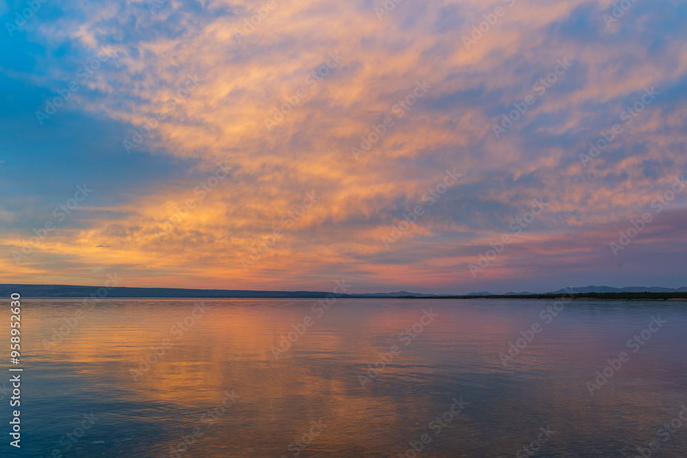 Fototapeta premium sunset over the lake
