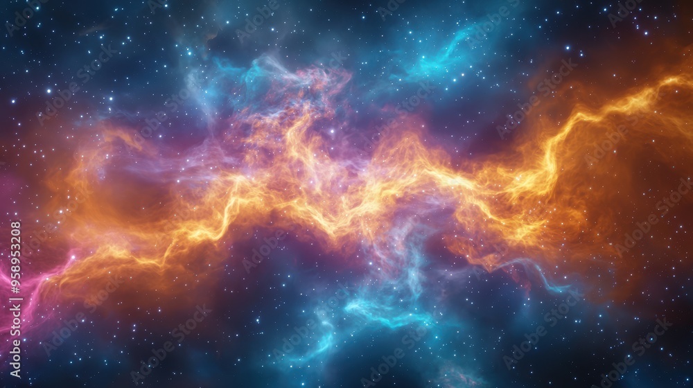 Nebulae clouds twisting into abstract shapes, creating a dynamic galaxy with shifting colors and light Nebulae clouds twisting into abstract shapes, creating a dynamic galaxy with shifting colors and light