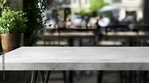 Empty White Concrete Tabletop Mockup, Product Display, Showcase, Restaurant Cafe