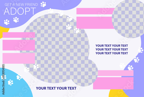 Horizontal banner template for adopting a pet