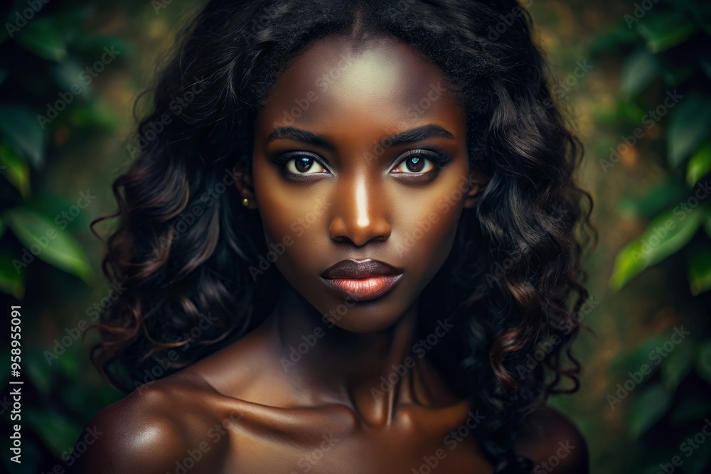 A Stunning Photographic Portrait Featuring A Model With Rich Dark Skin, Showcasing Their Captivating Features And A Stunning Photographic Portrait Featuring A Model With Rich Dark Skin, Showcasing Their Captivating Features And