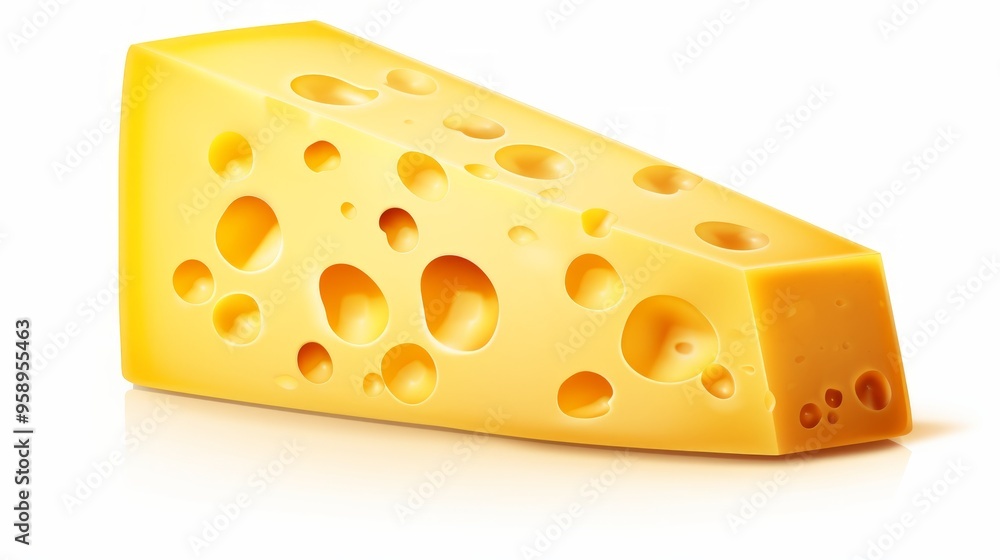 Emmental cheese triangle, Swiss cheese isolated on white background. Neural network ai generated art Emmental cheese triangle, Swiss cheese isolated on white background. Neural network ai generated art