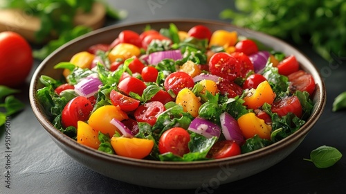 Fresh and Vibrant Salad with Cherry Tomatoes and Greens