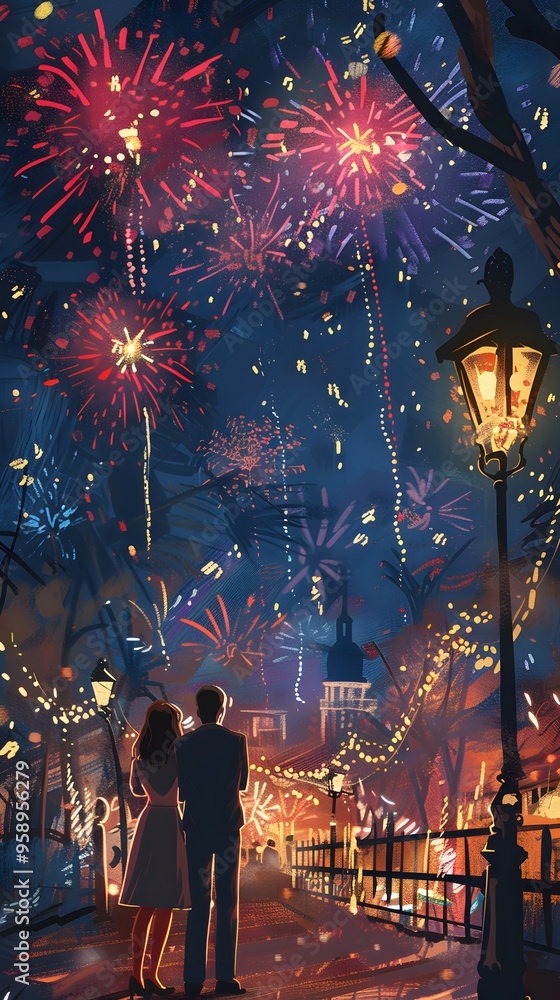 fireworks background at night party, new year's eve party fireworks background at night party, new year's eve party