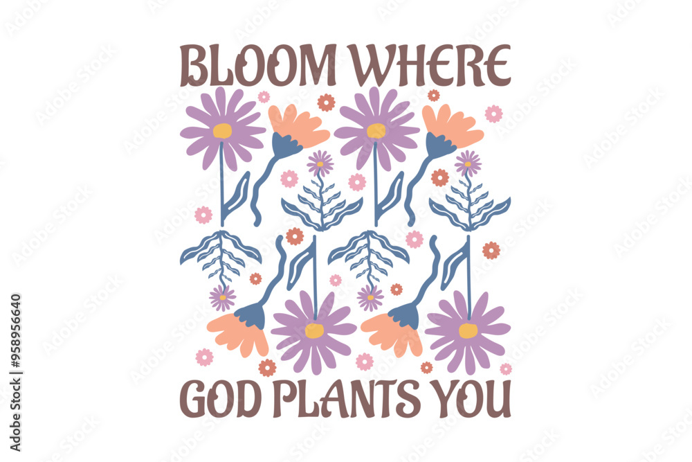 Christian Boho Abstract Flowers EPS T shirt Design Christian Boho Abstract Flowers EPS T shirt Design