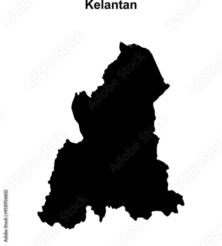 Kelantan state blank outline map