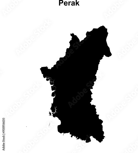 Perak state blank outline map