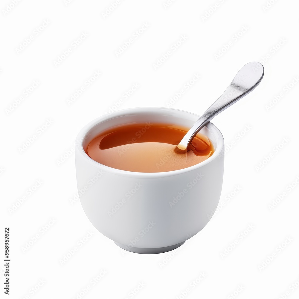 Fish sauce in a cup, culinary ingredient element, watercolor illustration, deep brown, isolated on white background Fish sauce in a cup, culinary ingredient element, watercolor illustration, deep brown, isolated on white background