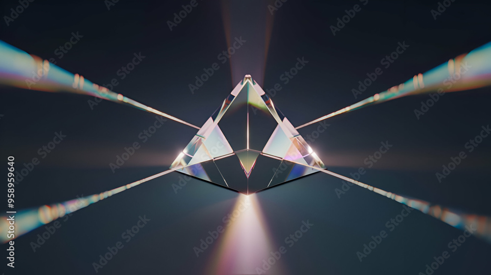 Futuristic 3D Holographic Prism Iridescent Colors and Refracted Light ...