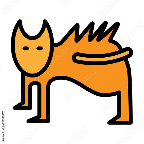 Scary Cat Vector Filled Icon Design