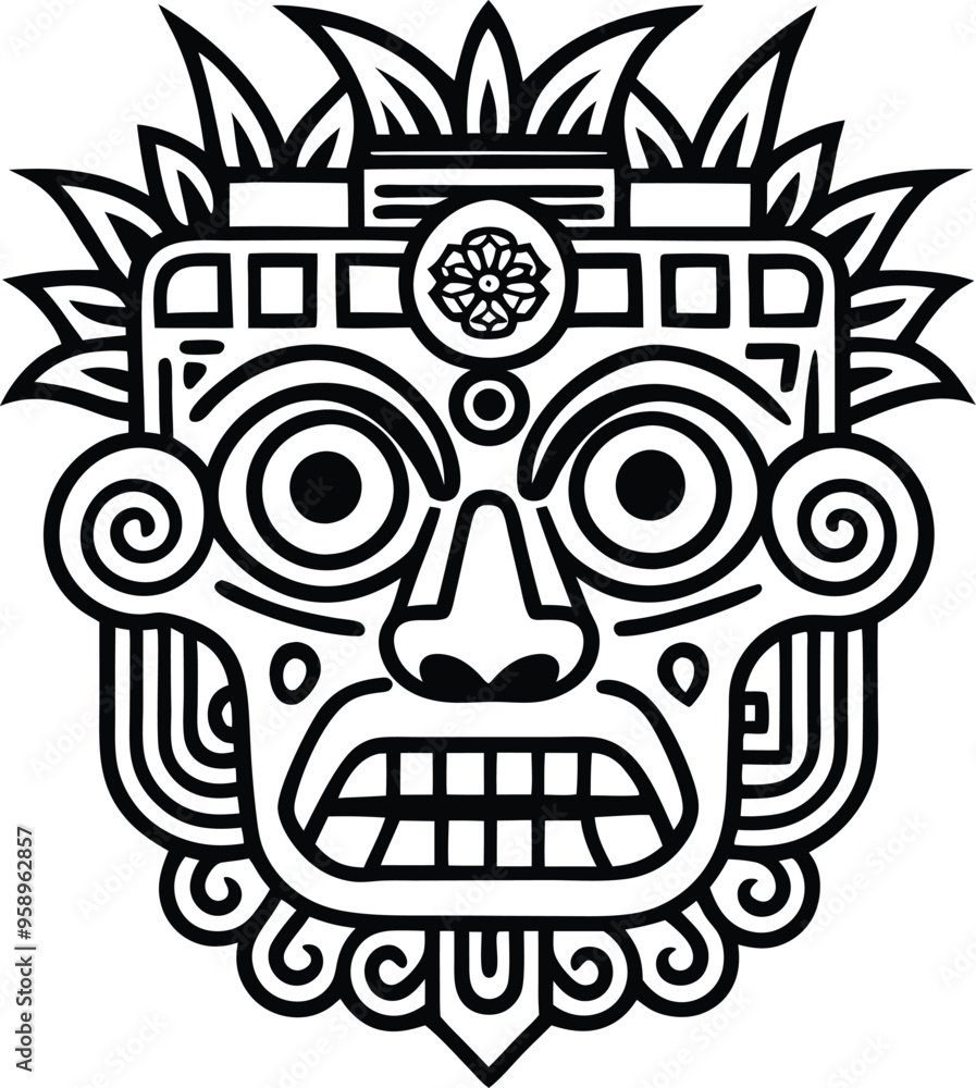 hand drawn abstract motifs of ancient mexican tattoo vector illustration hand drawn abstract motifs of ancient mexican tattoo vector illustration