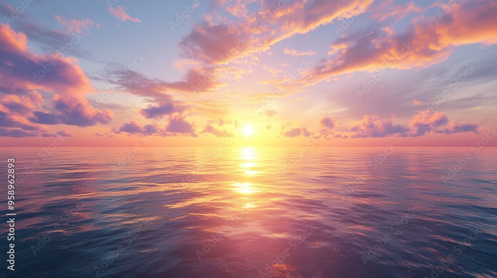 Stunning sunset over calm ocean waters, featuring vibrant colors and serene atmosphere that evokes peace and tranquility. Stunning sunset over calm ocean waters, featuring vibrant colors and serene atmosphere that evokes peace and tranquility.