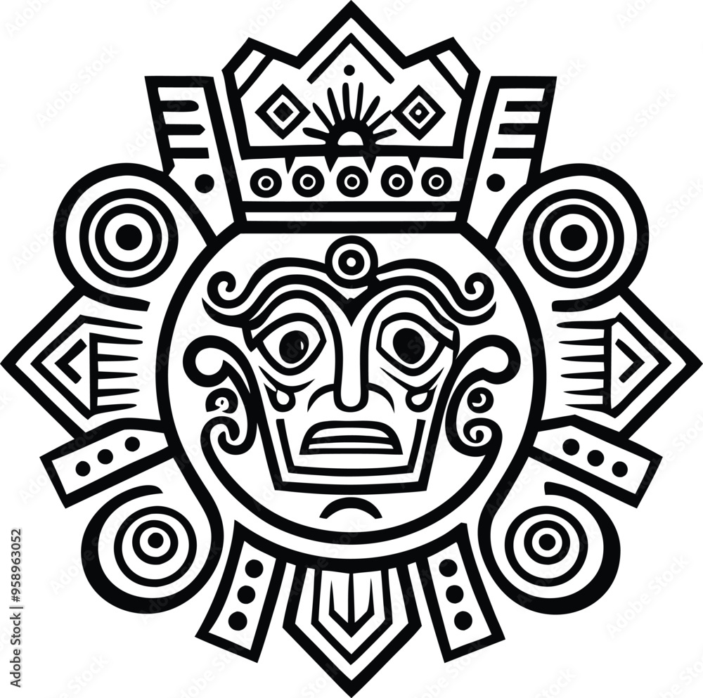 hand drawn abstract motifs of ancient mexican tattoo vector illustration hand drawn abstract motifs of ancient mexican tattoo vector illustration