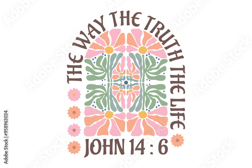 Christian Boho Abstract Flowers EPS T shirt Design
