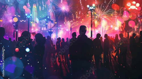 Wallpaper Mural fireworks background at night party, new year's eve party Torontodigital.ca