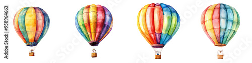 Colorful hot air balloons floating in the sky, representing freedom and adventure. A vibrant scene filled with joy and serenity.