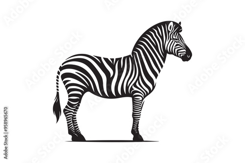 Zebra silhouette vector illustration, Zebra silhouette vector. Zebra silhouette